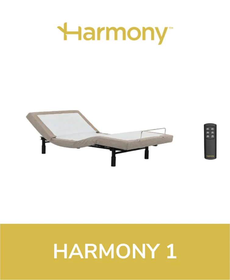 Harmony 1 adjustable bed base with a simple metal frame